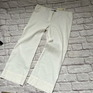Theory off white linen blend cropped pants